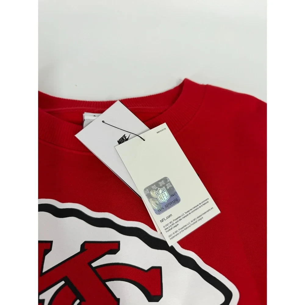 Kansas City Chiefs Nike Womens Oversized Red Club Fleece Crew‎ Sweatshirt Size M